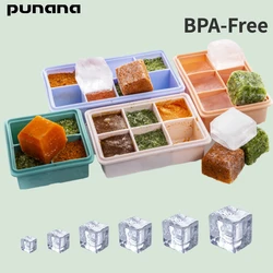 Punana-Bandeja do cubo do gelo do silicone com tampas, moldes flexíveis para cocktails, uísque, bebidas, comida de bebê, BPA livre