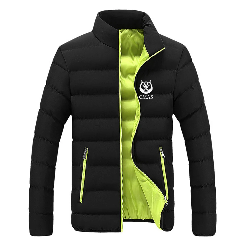 2024 Men\'s New Scuba Diving CMAS Autumn and Winter Round Neck Four-color Cotton-padded Jacket Warm Coats Printing Tops Clothes