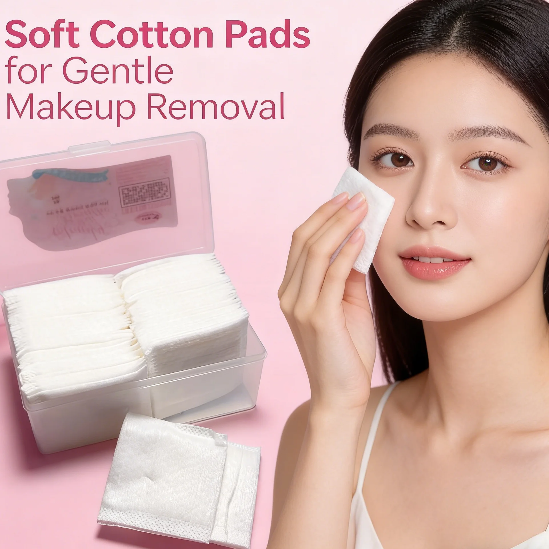 70 pieces of double-sided pressed cosmetic pads, box-packed high-capacity makeup removal pads.