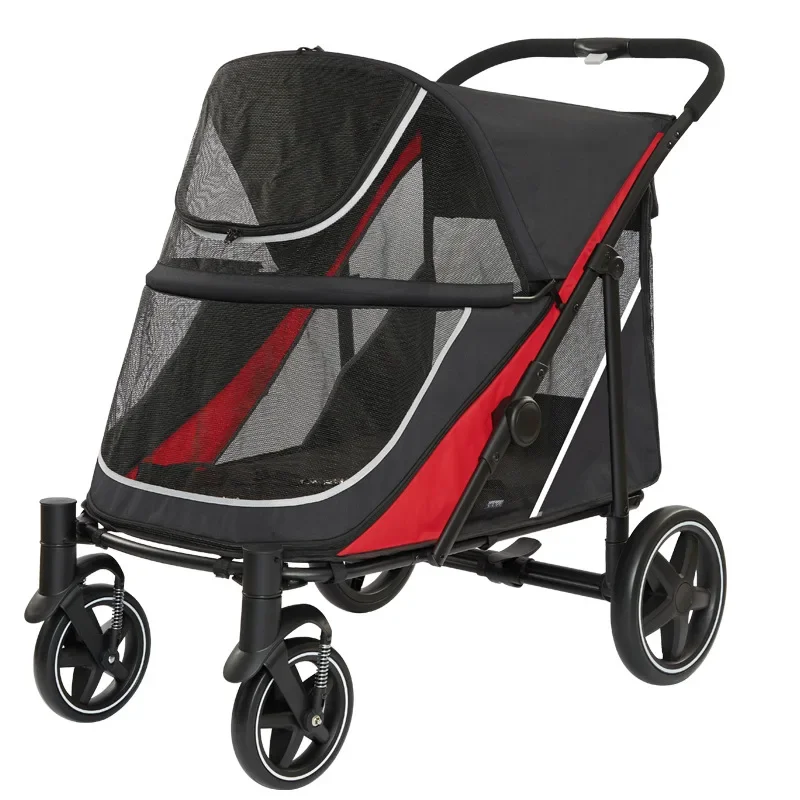 Large Pet Jogger Stroller Breathable Animal Stroller With 4 Wheel Storage Space Pet Cart