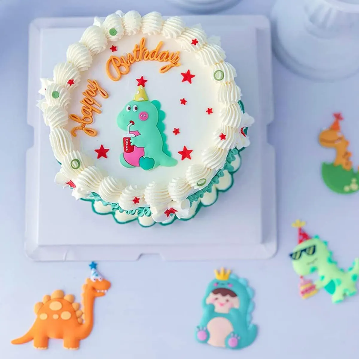 6PCS Little Dino Birthday Cake Decoration  Party Supplies Dinosaur Party Three Rex Cake Decoration For Dino Birthday Cake Topper