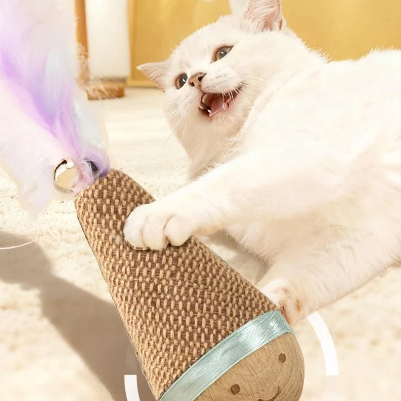 Katzen-Wackeltier-Spielzeug, bissfestes Feder-Agaven-Kauspielzeug zur Zahnreinigung, interaktives Haustierbedarf für Katzen – Detail 4