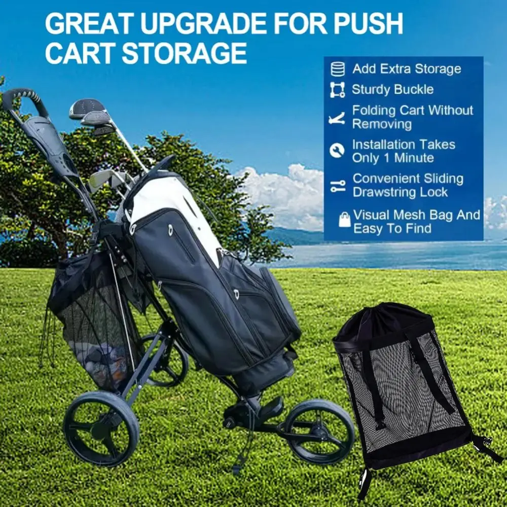 

Mesh Bag Golf Cart Storage Bag Large Capacity Nylon Golf Ball Drawstring Pouch Durable Adjustable Golf Ball Container Gym Sports