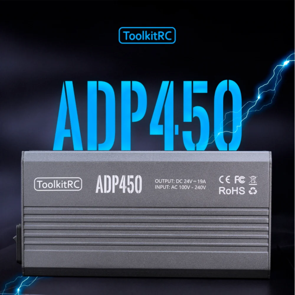 ToolkitRC ADP450 450W Power Supply Adapter XT60 output 24V19A AC input 100V-240V For M8D M6D M8P M9 ToolkitRC Charger