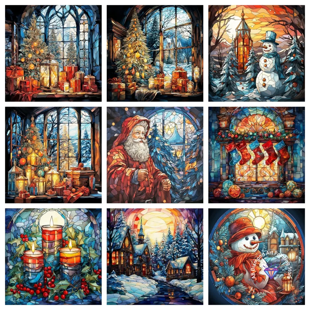 

Christmas Tree Landscape AB Diamond Painting Kit Square Round Diamond 5D DIY Winter Snowman Mosaic Handmade Art Gift Home Decor