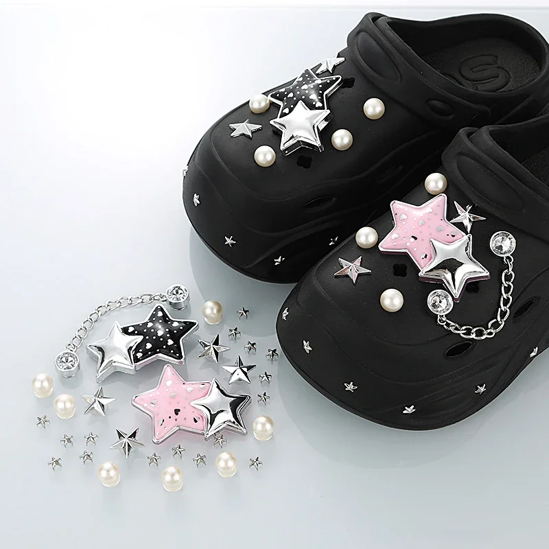 

DIY Detachable Shoe Accessories Fashion Star Pearl Sandals Decoration Metal Chain Accessories for Clogs Garden Shoe Charms Sets