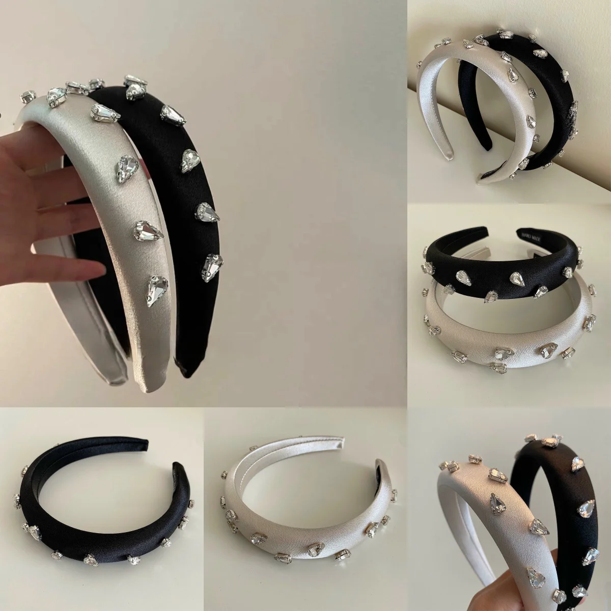 

Elegant French Headband Sparkling Rhinestone Wide Soft Sponge Non-Slip Women Girls Special Occasions Hair Accessories Headwear