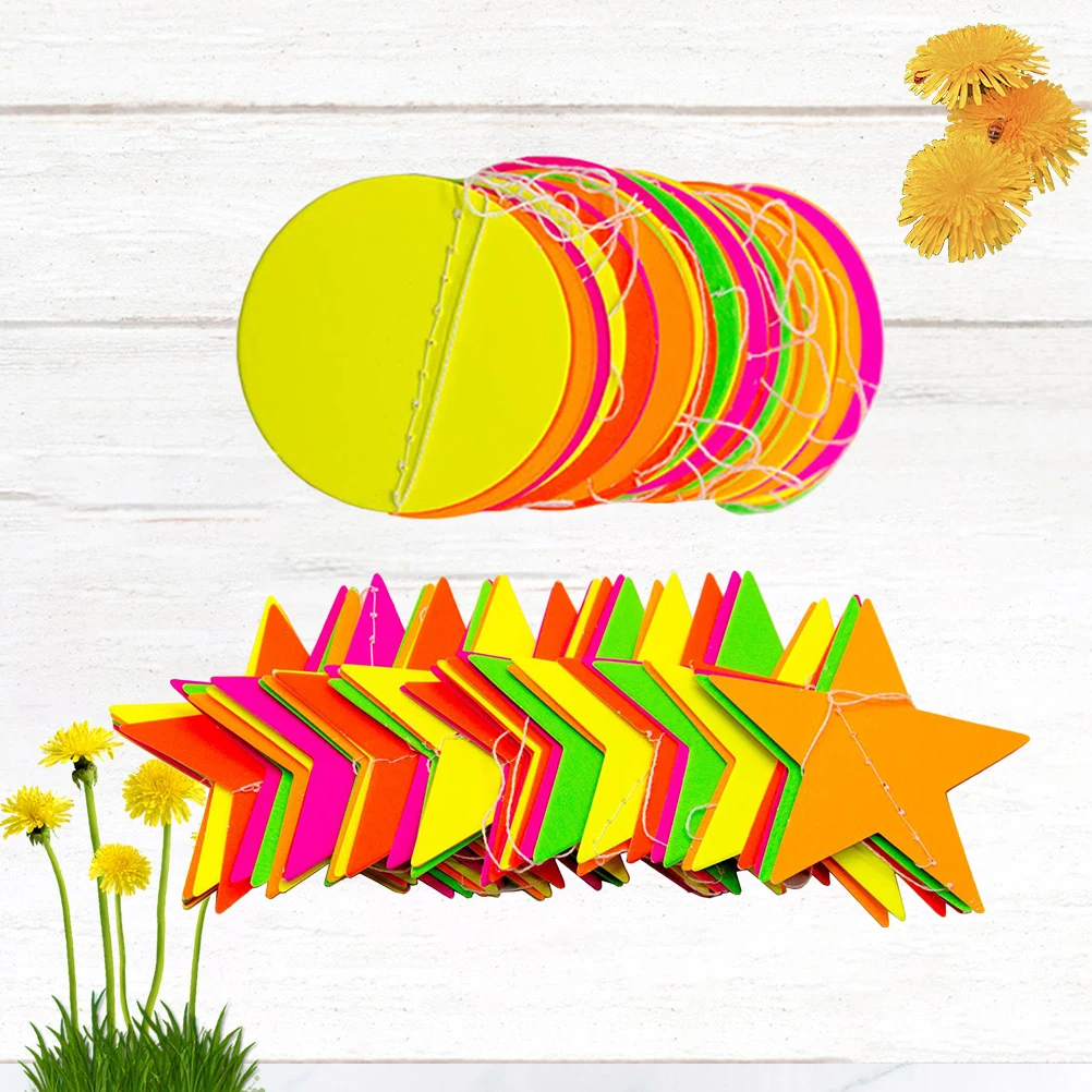 

2pcs Birthday Party Hanging Decorations Fluorescent Paper String Creative Banners For Kids Room Club Supplies