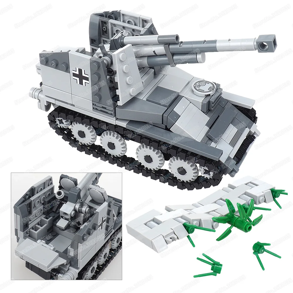 Blitzkrieg Military Self-Propelled Wasp Cannon Building Block Moc Ww2 Figures Weapons War Scenes Models Children Gifts Boys Toys