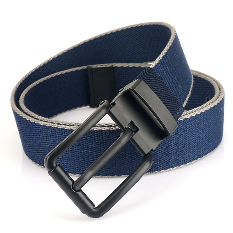 

Luxury Simple Style Canvas Belts For Men High Quality Designer Mens Pin Buckle Belts Fashion Striped Casual Jeans Belt B1497