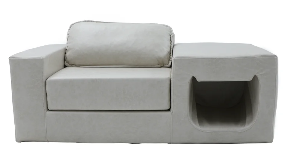 #Ultra-Compressed Pet-Friendly Sofa Set, Vacuum Packed 85% Compression, Beige Fabric, Built-In Pet Hideaway for Small Apartment