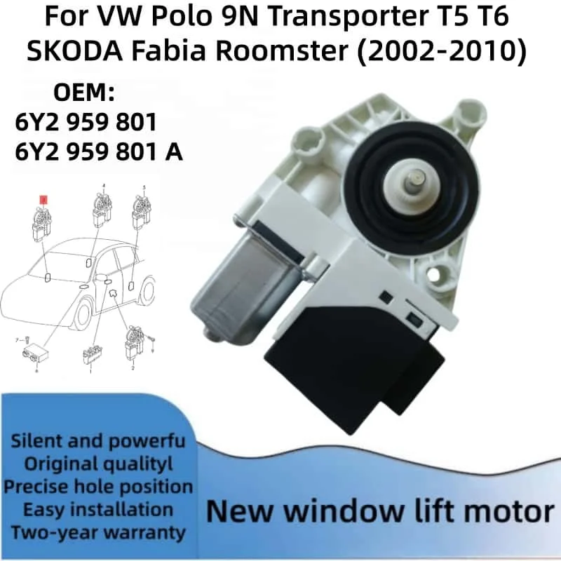 Nieuwe raammotor voor VW T5 Polo 9N Skoda Fabia Roomster Transporter T5 OE 6Y2959802 6Y2959801 6Y1959801 Linksvoor Rechtsvoor