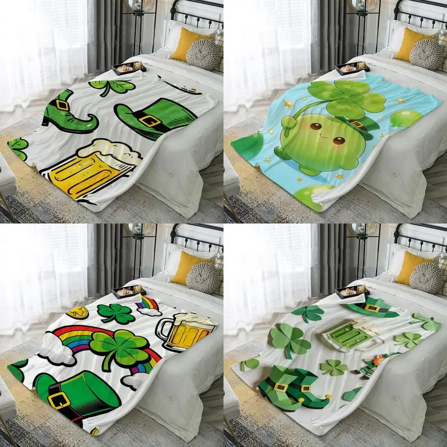 

Плед из микрофибры в стиле Дня святого Патрика, 2D, для спальни, гостиной, дивана, мягкий и удобный, для декора дома