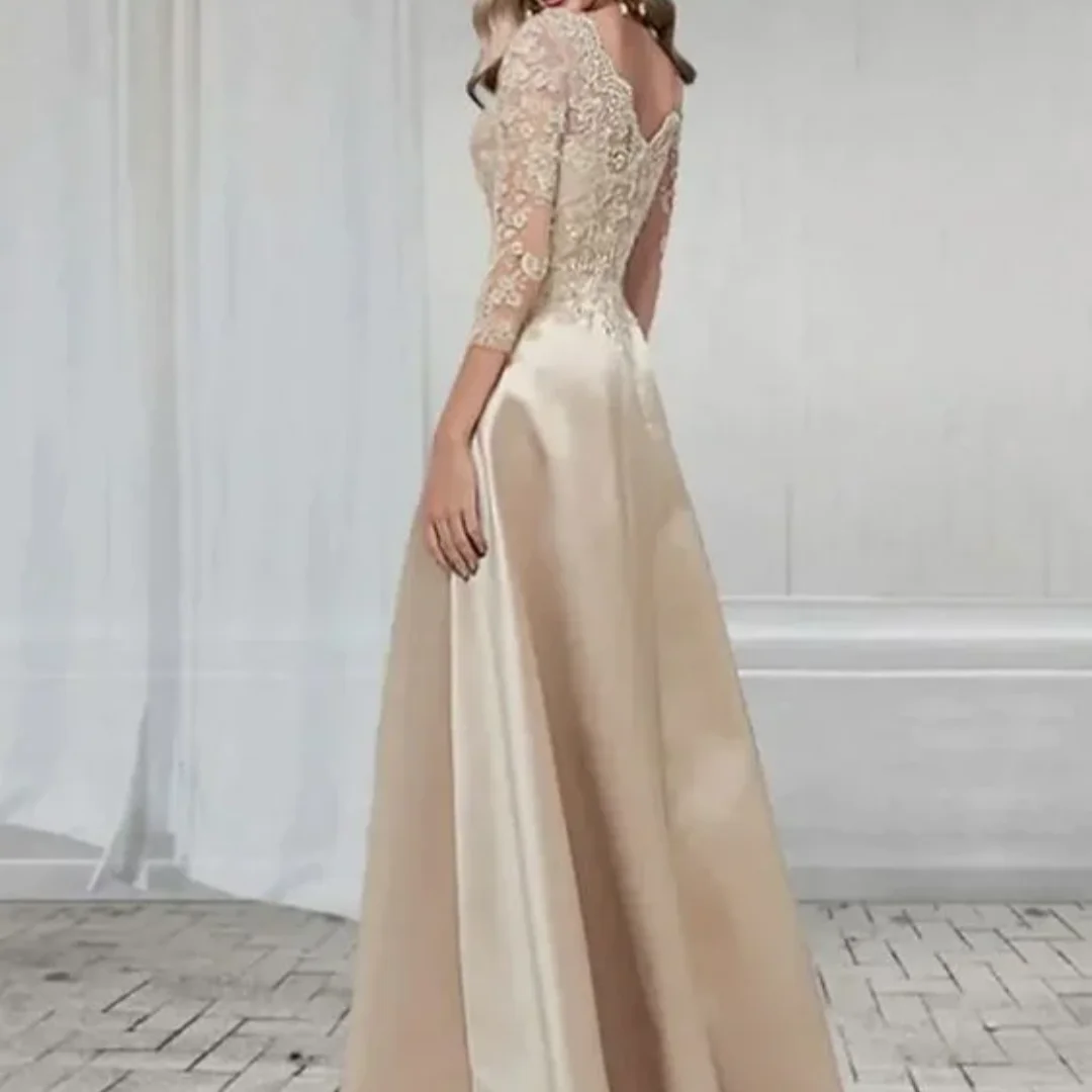 Charming A-line Champagne Mother of the Bride Dresses Invitee Mariage Elegant Wedding Party Dresses Custom Made