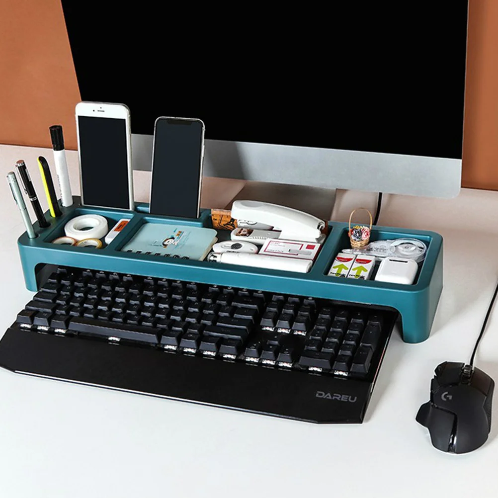 ABS Keyboard Shelf Black Multifunctional Commodity Rack for Home Office Use Long Lasting Desktop Organizer
