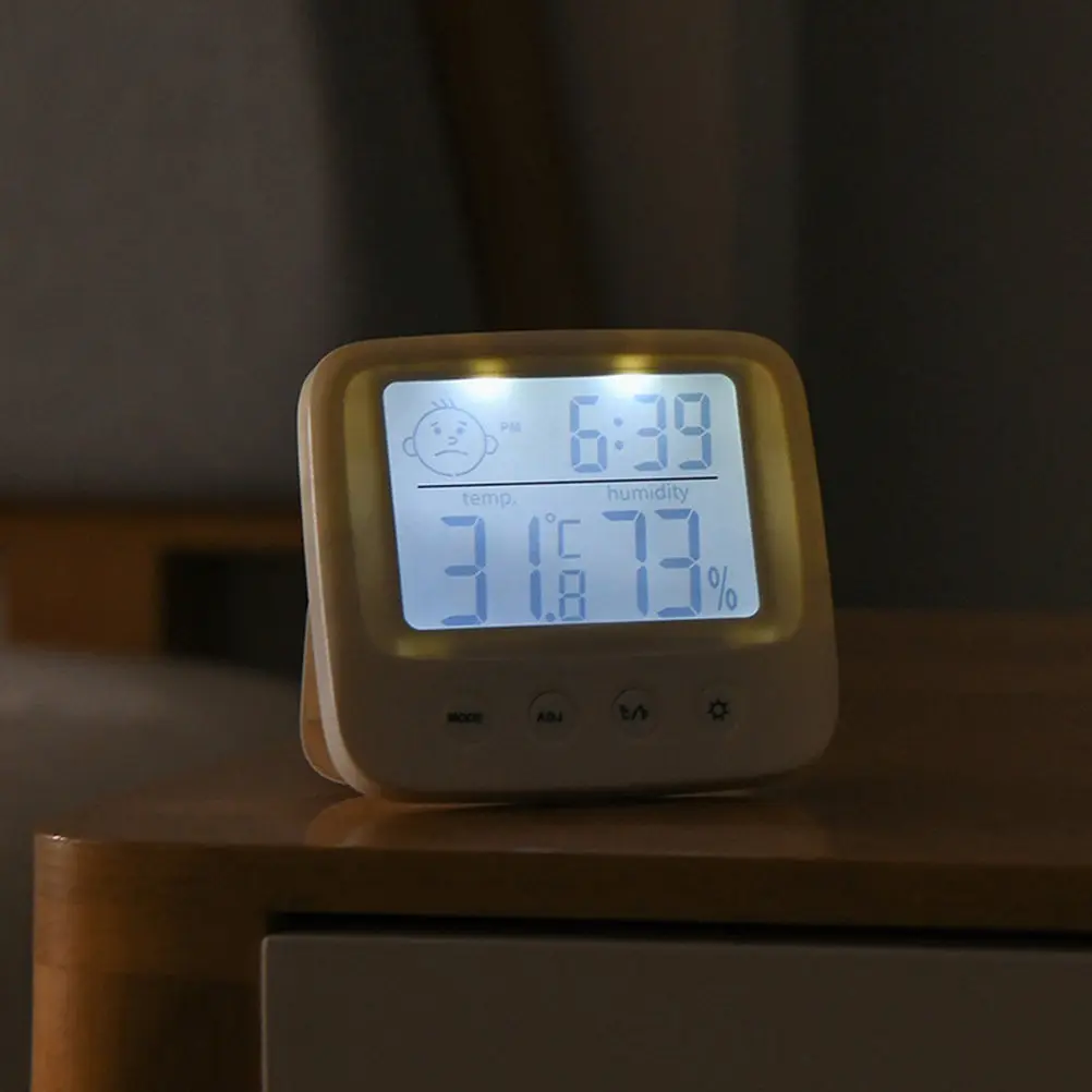 1Pcs Room Dry Thermometer White Wall-Mounted High Precision Hygrometer LCD Screen Indoor Electronic Temperature Humidity