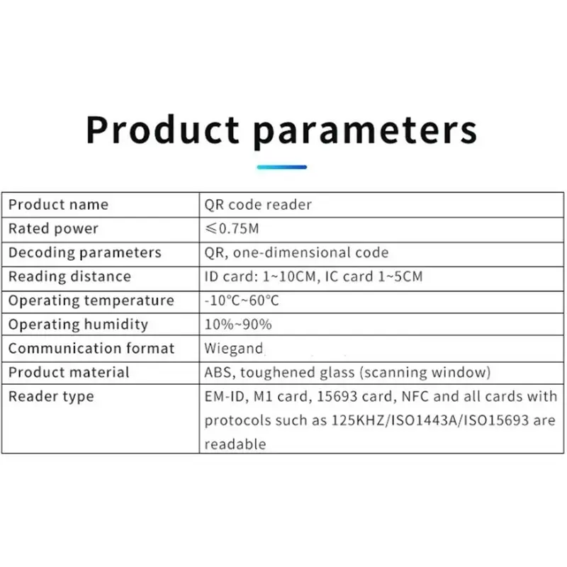 【PHONE ACCESSORY】Access Control System 1D2D Recognition Waterproof Code Scanner 13.56Mhz Wiegand Format