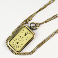 8010  Unique of Double Dial Rectangular Nostalgic Roman Arabic Table Calligraphy Design Bronze Fashion Gift Men And Women