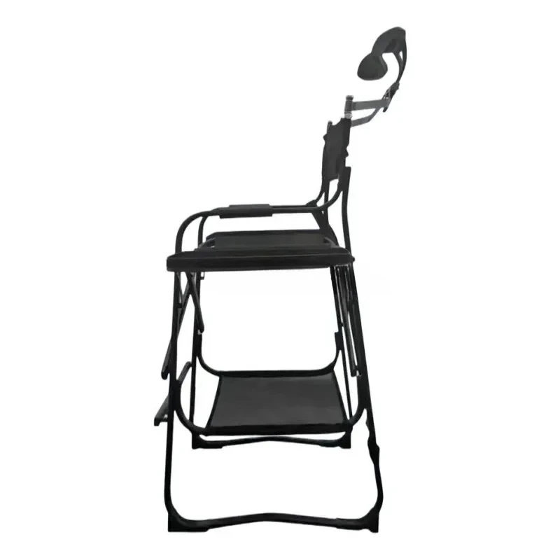 Tall Directors Chair Heavy Duty Bar Height Folding Makeup Chair Padded Seat with Side Table Foot Rest for Camping Home or Patio