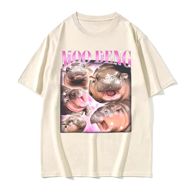 Funny Modern Hippopotamus Pattern Printed Men's and Women's Fashionable Short Sleeved Summer New Personalized Casual T-shirt