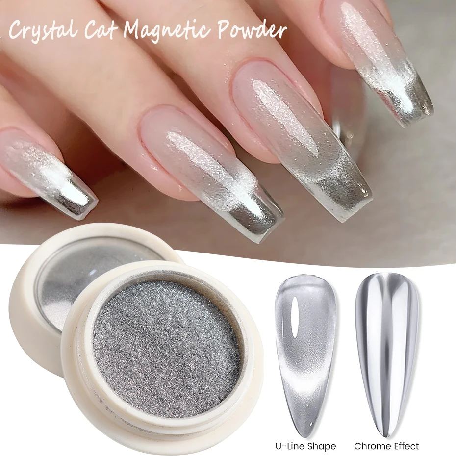 Aurora Cat Magnetic Nail Powder Chrome Pigment Metallic Rubbing Dust Chameleon Effect Nail Art Glitter Manicure Decoration