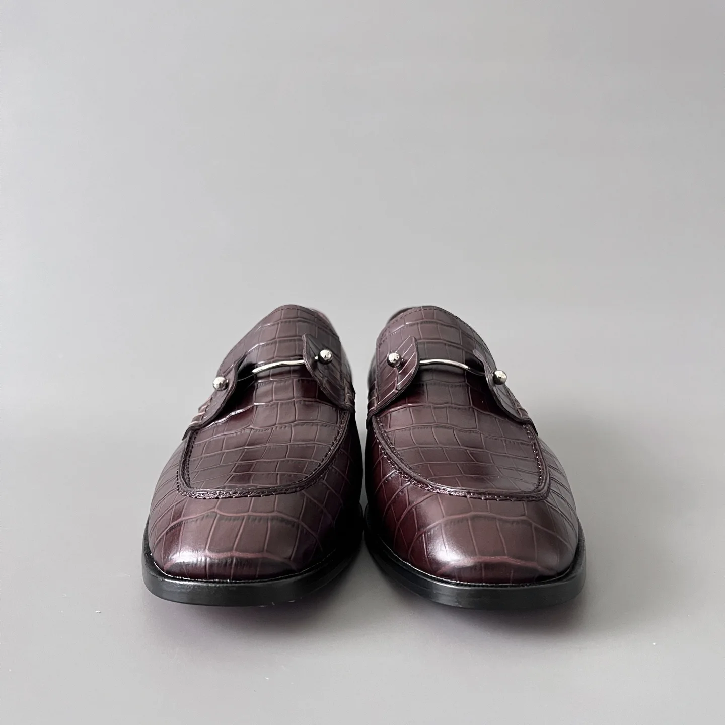 Luxury Brown Snake Leather Oxford Shoes for Men Silver Rivets Formal Business Dress Shoes Red Bottom Wedding Party Footwear