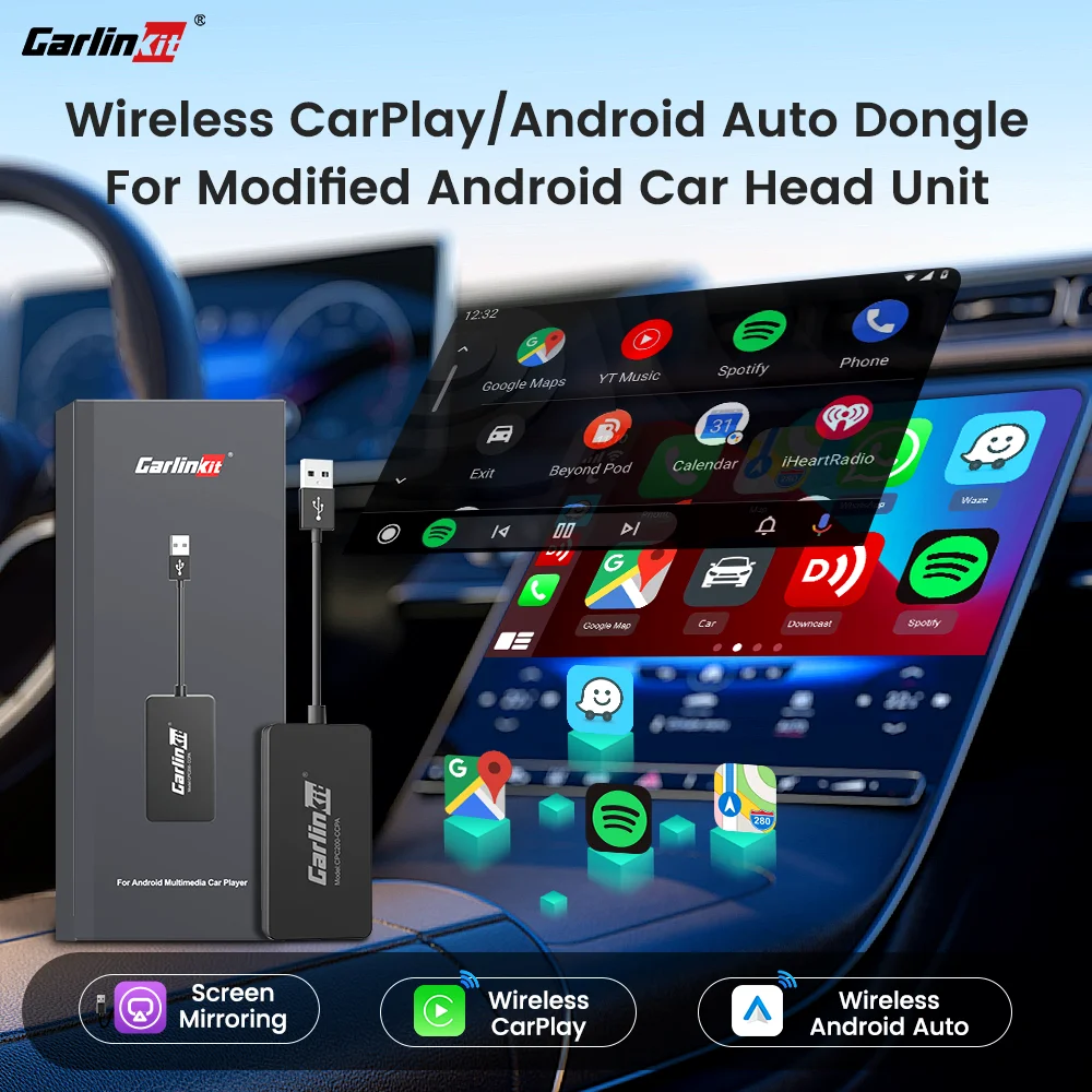 Carlinkit Wired/Wireless CarPlay Wireless Android Auto Dongle Mirror For Aftermarket Android Screen Airplay Adapter Link IOS15+