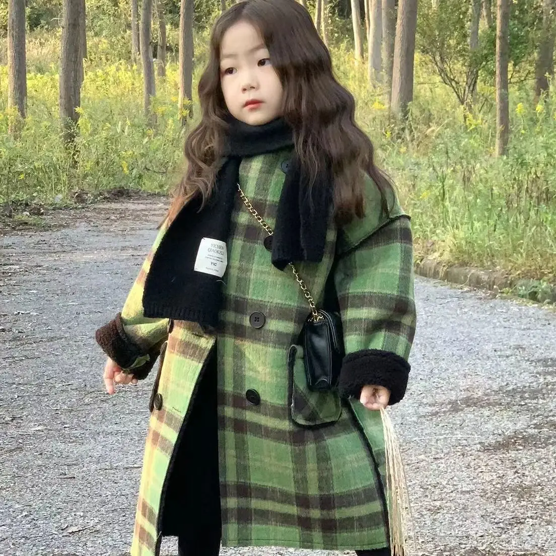 أطفال طفل الفتيات الأميرة الخريف الشتاء الأطفال ألف خط منقوشة فستان الركبة عالية أناقة مربع دافئ معطف طويل سترة الملابس الرجعية