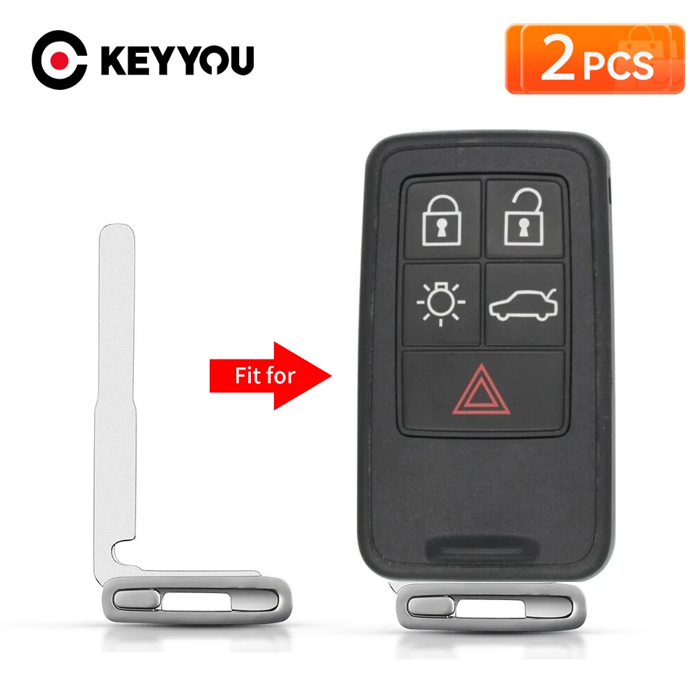 

KEYYOU 2Pcs For Volvo S40 S60 S80 XC60 V40 V70 V60 Keyless Entry Uncut Insert Emergency Blade Accessories Remote Key Blank Blade