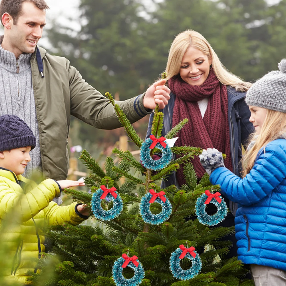 

24pcs Mini Garland Hanging Christmas Wreath Sisal Hemp Decorative Toy for Kids Play Home Party Festival DIY Simulated Wreaths