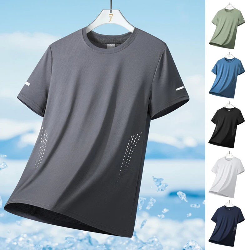 Eisseide Schnelltrocknendes Kurzarm-T-Shirt Sommer Rundhals Sport-Oberteil für Schnelles Trocknen Komfortabler Sitz
