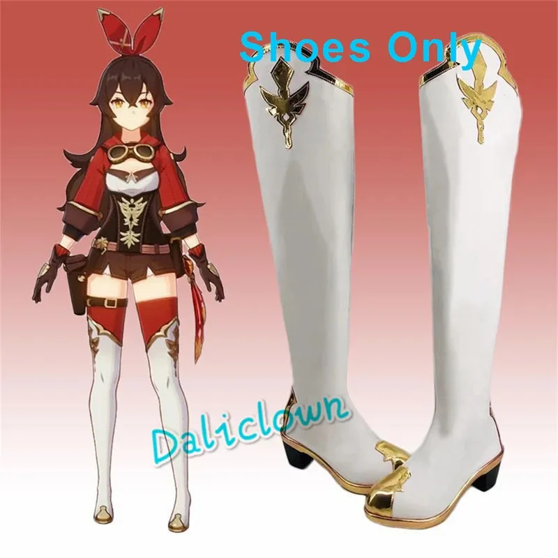 

CyGame GenshinImpact Amber Cosplay Costume Shoes Wig Girl Bunny Suit Jumpsuit Outfit Full Set Halloween Carnival Costume Women
