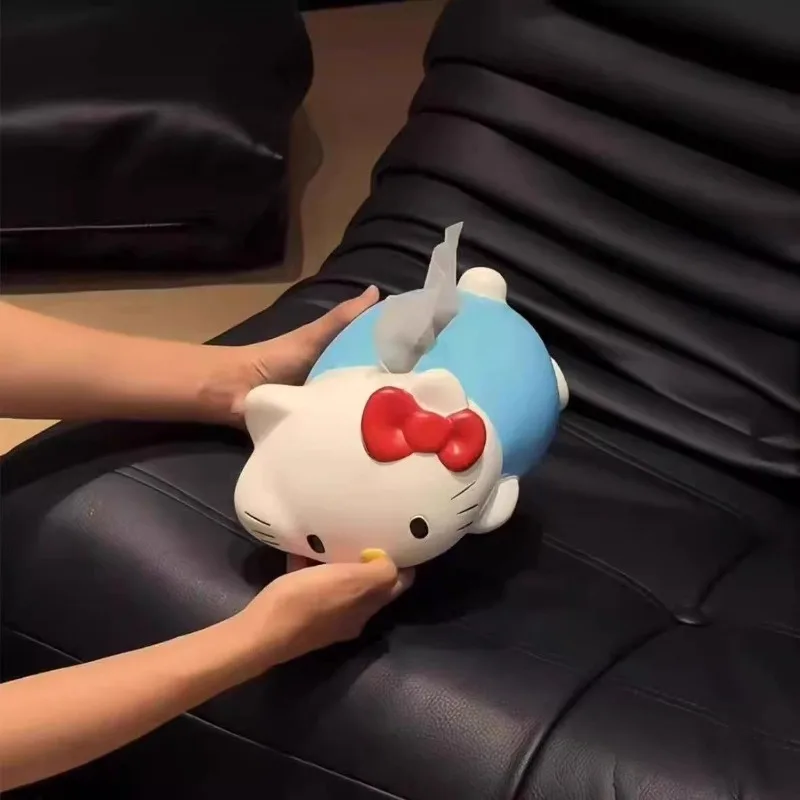 Hello Kitty, caixa de papel em forma de personagem de desenho animado fofo, caixa de armazenamento de tecido elegante e personalizada, ornamento de decoração para casa