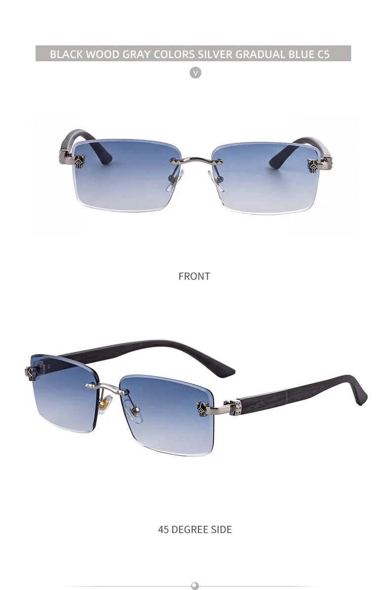 2026 Holzrahmenlose Sonnenbrille für Damen Trendige Retro UV400-Schutz Eckige Sonnenbrille für Herren Markendesign Modische Brille Dropshipping – Detail 21