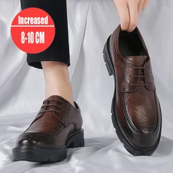 Men Dress Elevator Shoes Platform Breathable Lift Casual Genuine Leather Heightening Shoes 5/8/10CM Taller Male Business Luxury