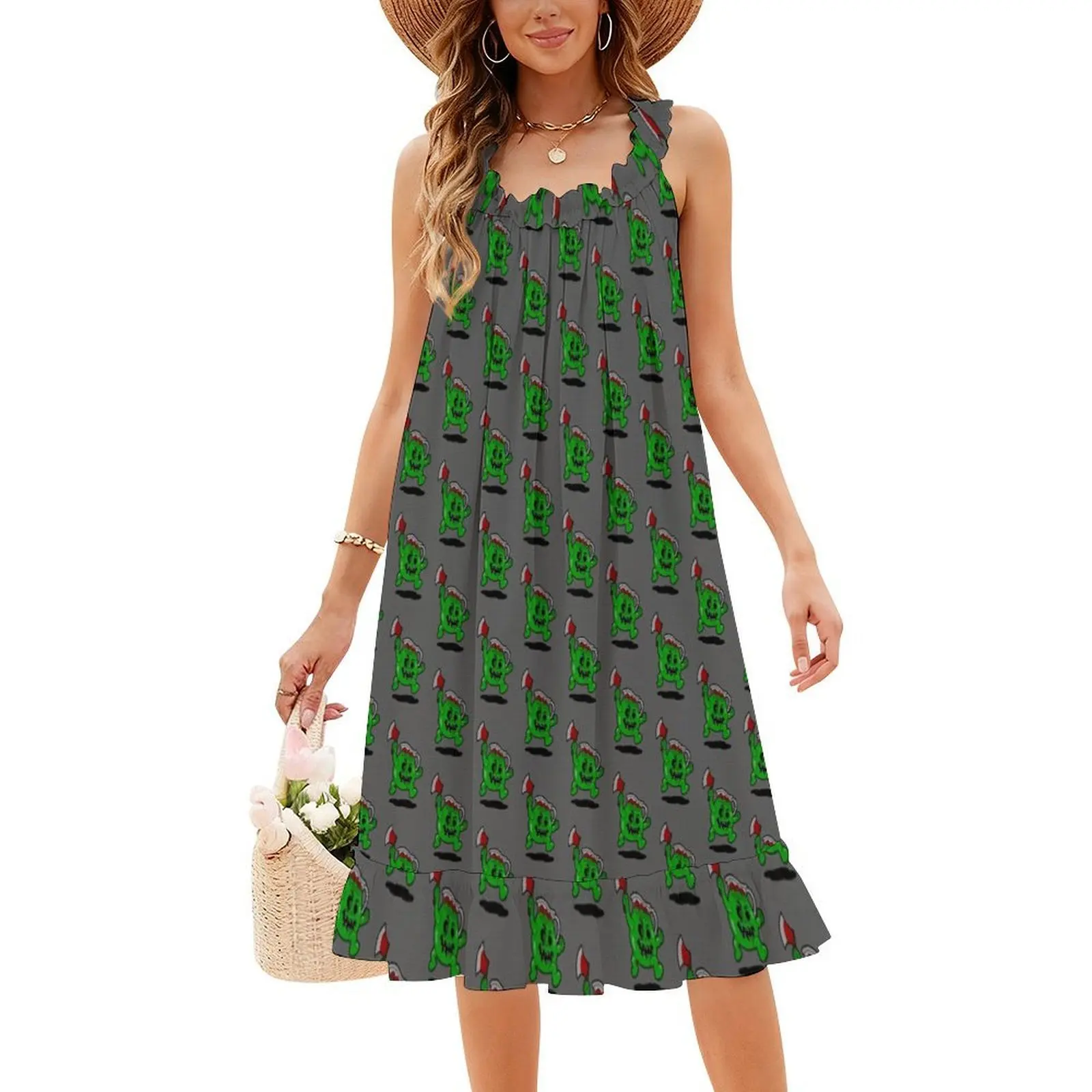 فستان Zom-Aid على الطراز الكوري للنساء فستان كاجوال أنيق للحفلات أو الارتداء اليومي محاكاة ساخرة 1980 80 S رسوم متحركة نسائية #4