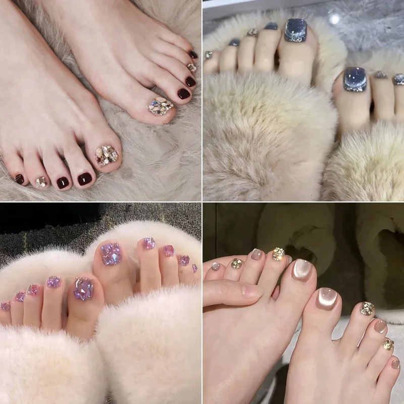 

24 Pcs Toenails Summer Nail Art False Nails for Gluing Fake Nails Press on Nails with Sticky Tabs Beautiful prosthetic Nail Set