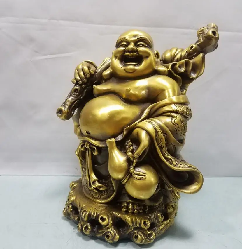 

Pure copper Maitreya Buddha statue set gold bag Maitreya money cloth bag Buddha everything is the best