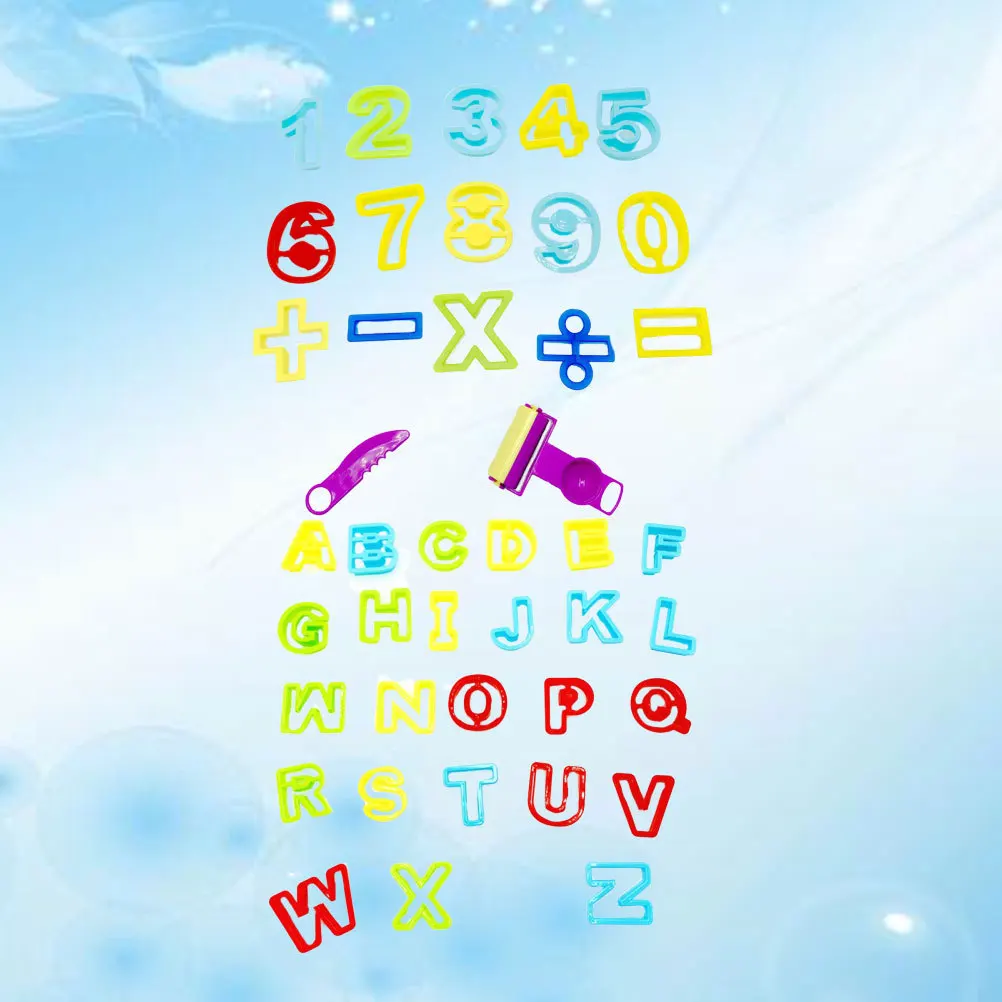 1 세트 컬러 클레이 알파벳 숫자 금형 키트 조기 학습 DIY 플라스틱 크리 에이 티브 금형 도구 어린이를위한 교육 활동