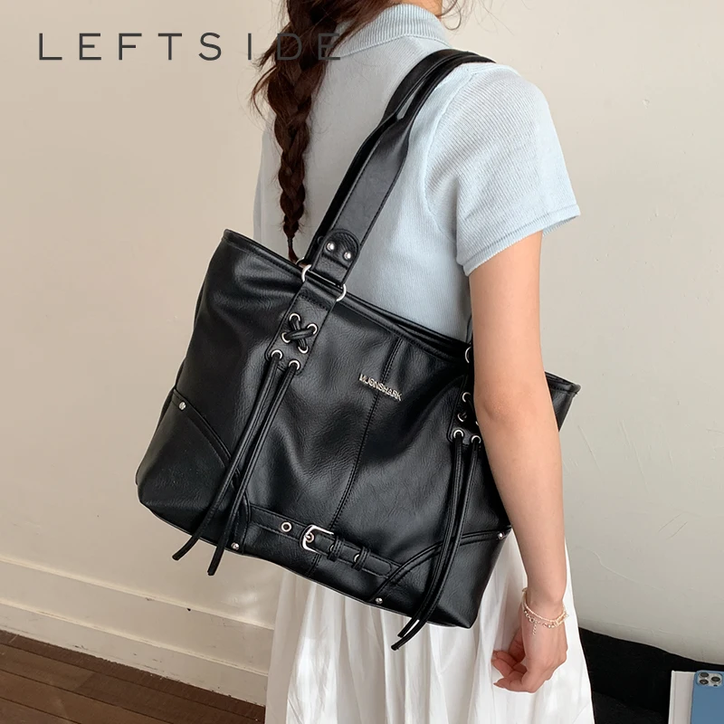 

Women's Pu Leather Tote Bag 2026 Retro Street Aesthetic Daily Office Shopping Shoulder Bag Solid Color New Trend Luxury Handbags