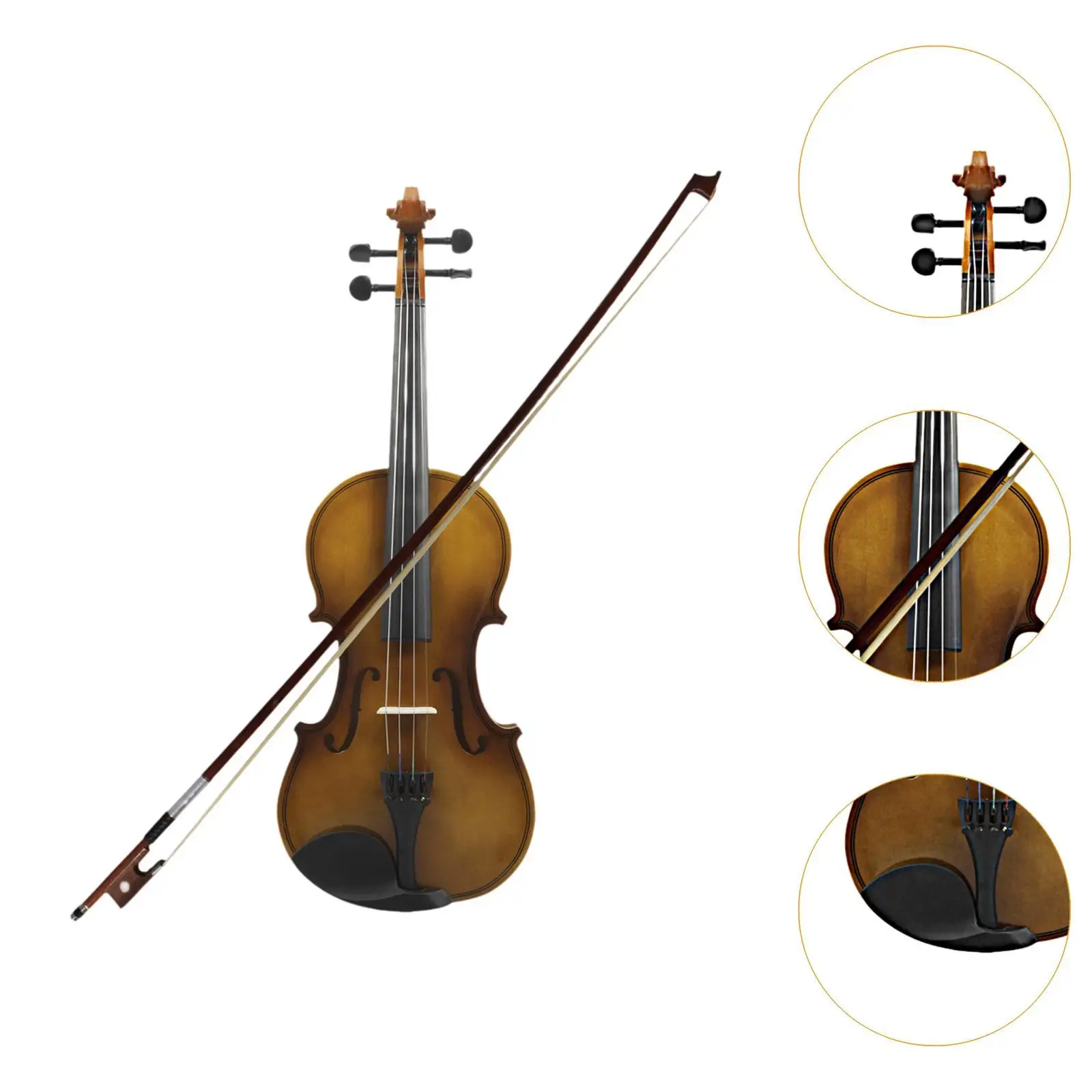 Acoustic Violin Wood 4/4 Complete Package Starter Kit for Kids Professional Students with Case Bow