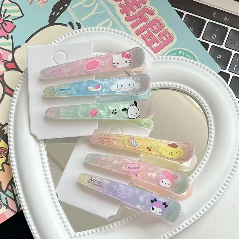 1/2 pz Sanrio Kawaii frangia clip ornamenti per capelli estivi Anime Cinnamoroll Pochacco carino elegante ragazze regalo per bambini