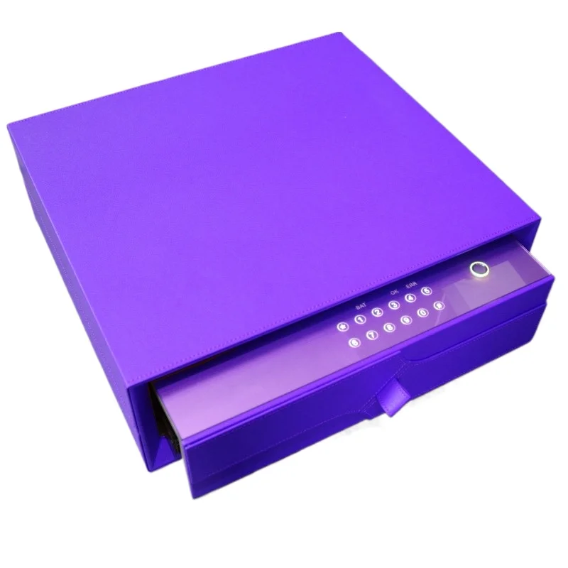 Leather jewelry box household small fingerprint password drawer safe intelligent all-steel