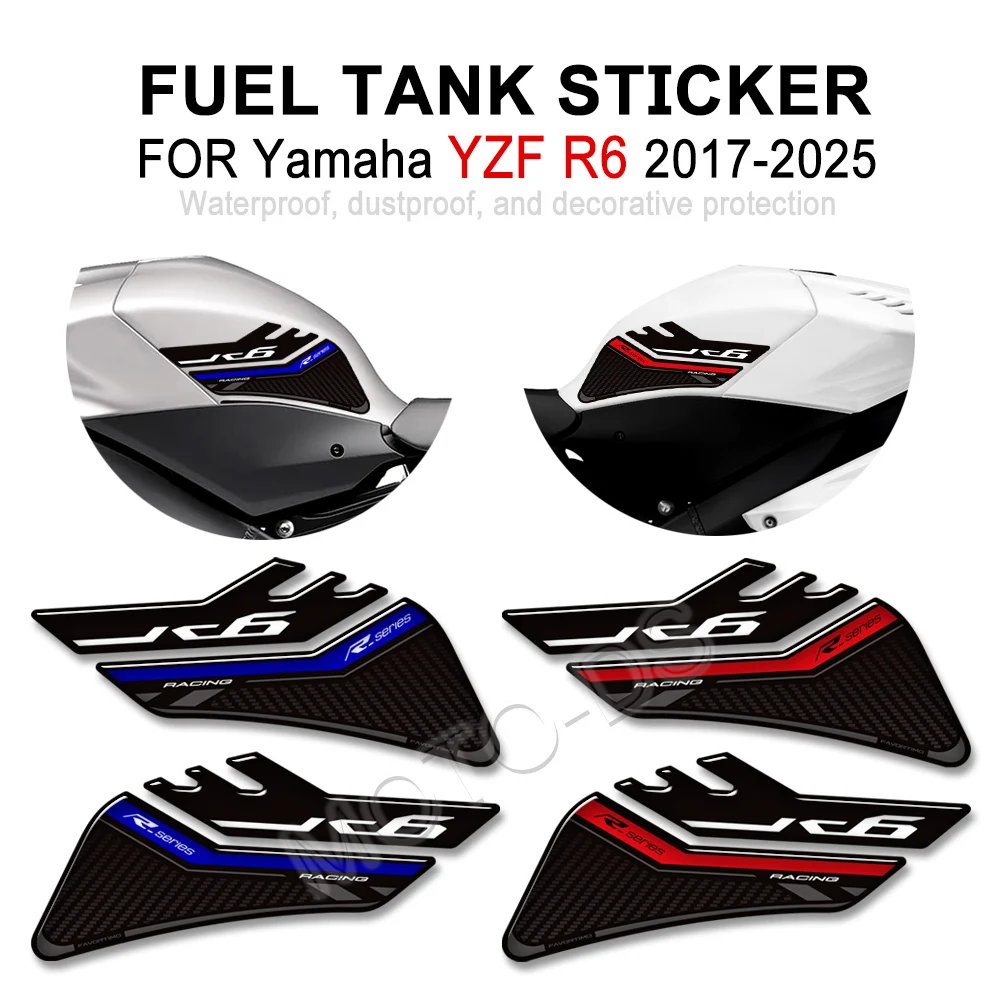 

2017 - 2025 Motorcycle For Yamaha YZF-R6 YZFR6 YZF R6 Tank Pad TankPad Cap Grips Gas Fuel Kit Knee Stickers Decals Protector