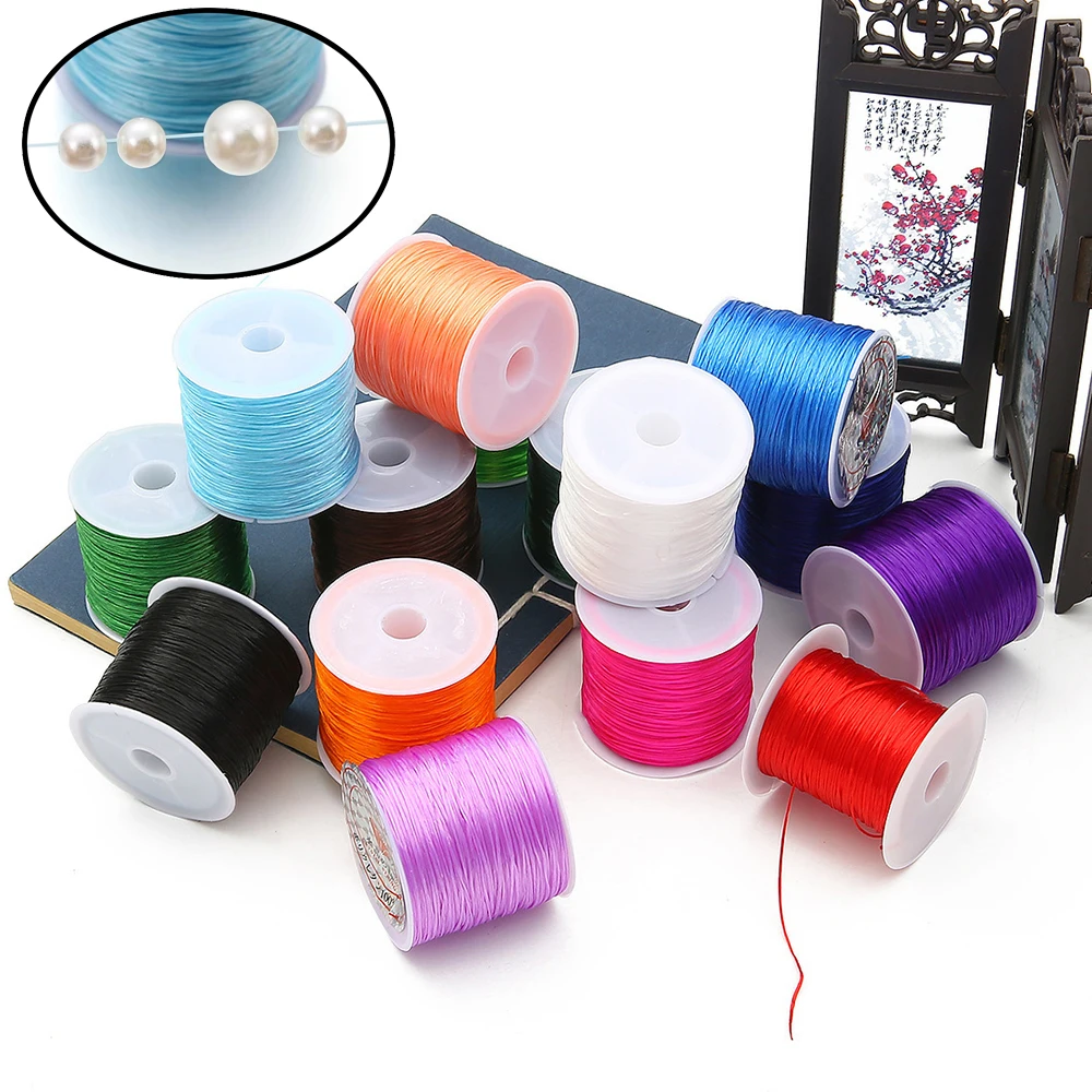 

50Meters 0.5mm Elastic Thread Round Crystal Line Nylon Rubber Stretchy Cord Elastic Rope for Jewelry Making Beading Bracelet