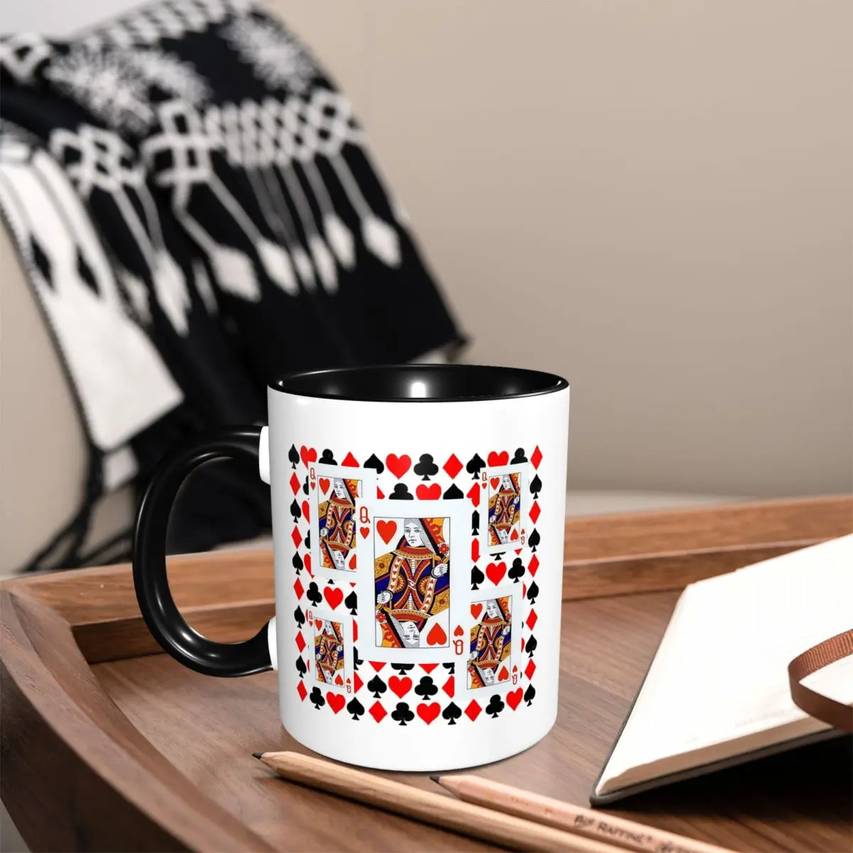 Red Queens Of Hearts Patterns Mug Funny Ceramic Coffee Cups Tea Mugs Milk Cup Drinkware Gifts for Friends