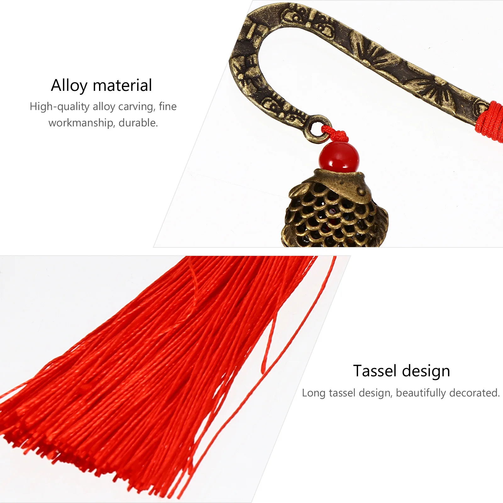 

1Pcs Vintage Exquisite Chinese Style Metal Bookmark Long Tassel Decorative Reading Gift for Students Writers Metal Bookmark