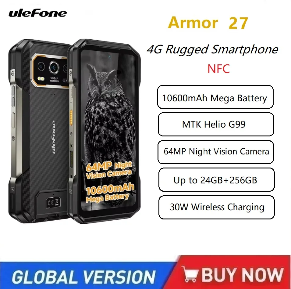 Ulefone Armor 27 4G Rugged Smartphone Android 14 ,24GB+256GB ,6.78