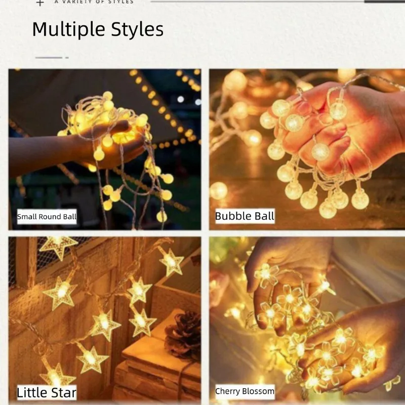 1Pcs USB 20/40/80 LED Star String Lights Battery Operated Fairy Lights For Christmas Tree Bedroom Room Party Home Wedding Decor