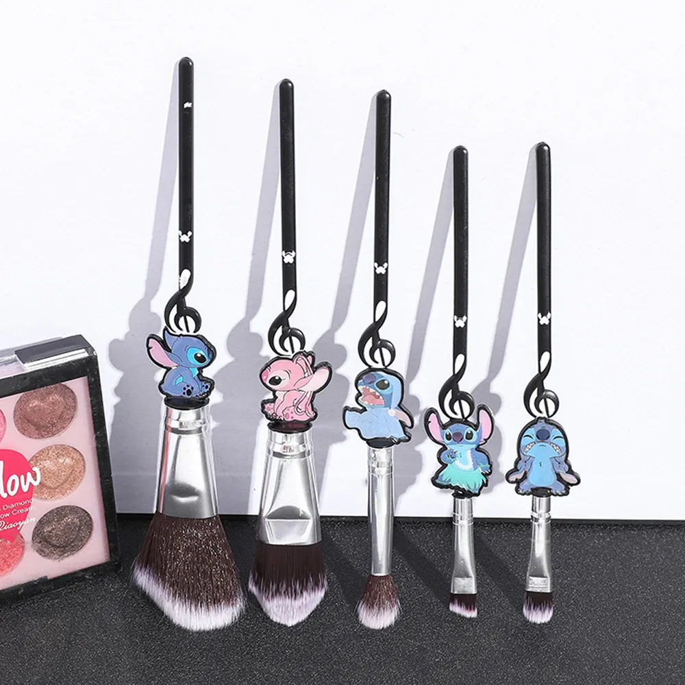 5 pz/set Kit di pennelli per trucco a punto adorabile Disney Lilo Stitch Cartoon Powder Eyeshadow sopracciglio pennello per trucco labbra strumento di bellezza per ragazze